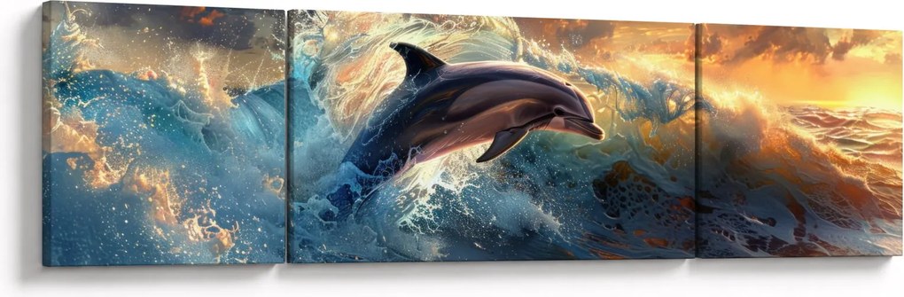 Obraz - Delfin, ilustracje (170x50 cm)