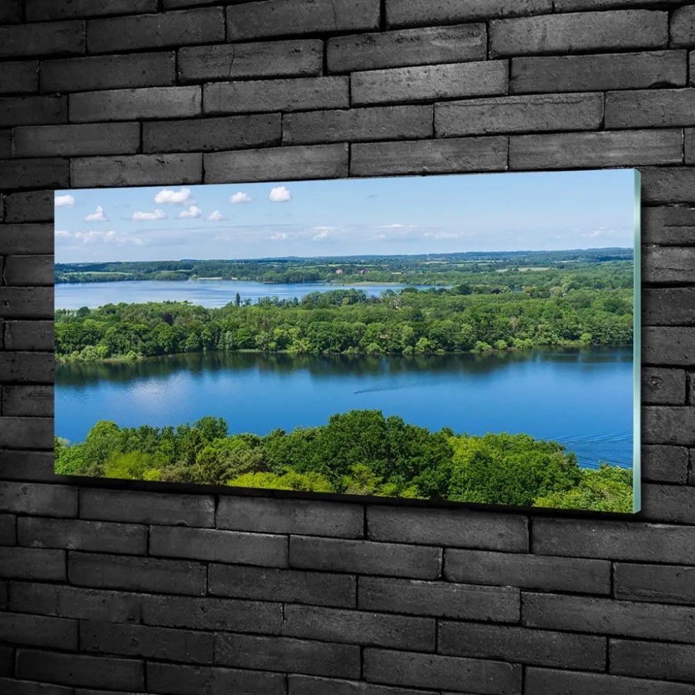 Foto obraz szklany Las nad jeziorem