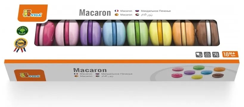 Drewniany ciastka zestaw kolorowych makaroników viga toys 8 sztuk