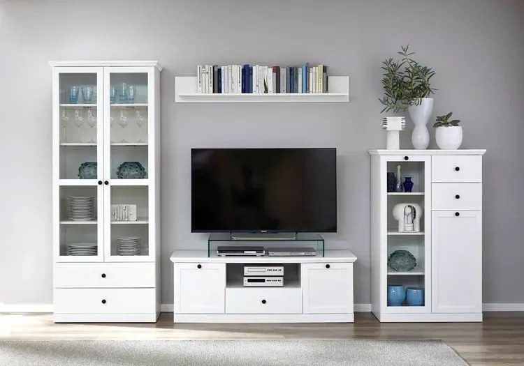 Wysoka biała witryna w stylu skandynawskim F2-K48