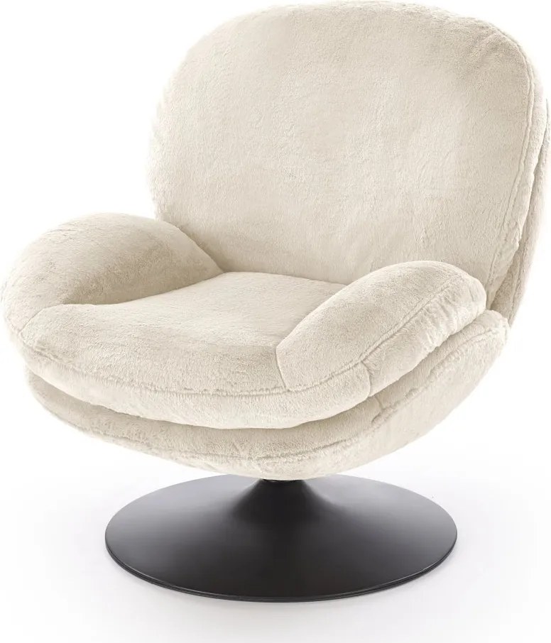Obrotowy fotel wypoczynkowy z pluszowej tkaniny Shell Halmar