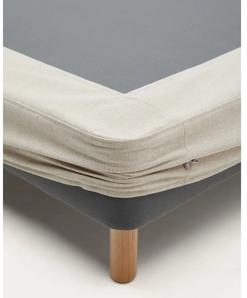 Beżowe tapicerowane łóżko dwuosobowe 150x190 cm Ofelia – Kave Home