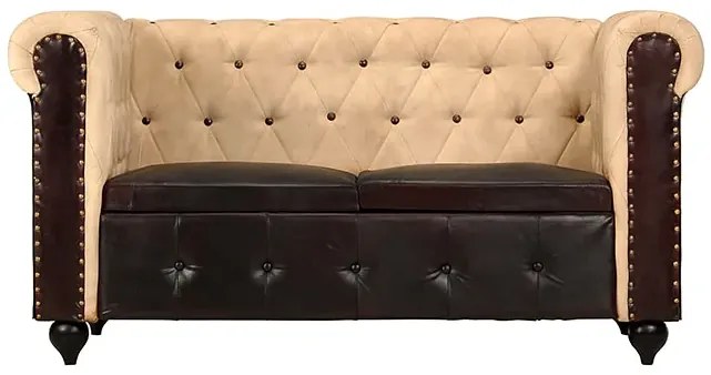 Skórzana 2-osobowa brązowa sofa w stylu Chesterfield Malta 7X Dąb