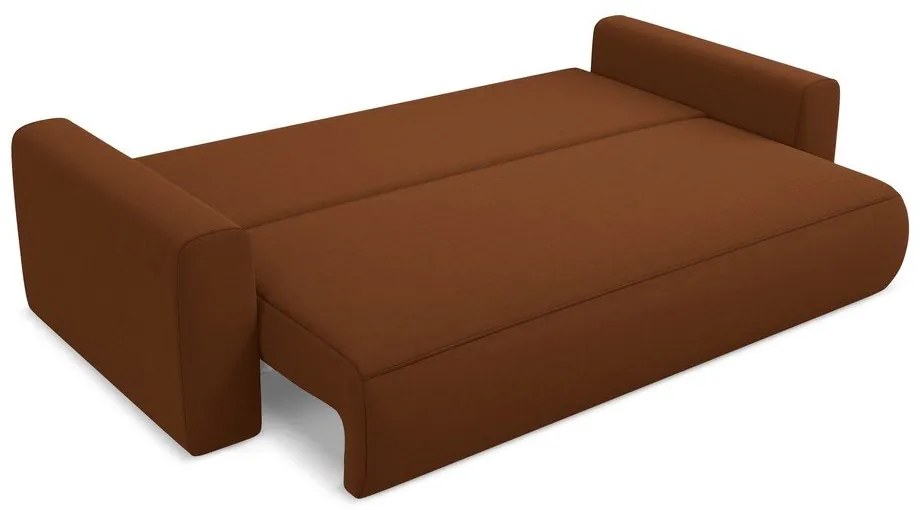 Aksamitna rozkładana/ze schowkiem sofa w kolorze terakoty 238 cm Kapua – Makamii