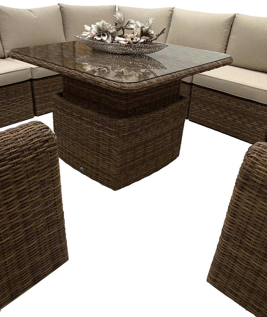 Rattanowy zestaw narożny modułowy BORNEO LUXURY dla 8 osób (brązowy)