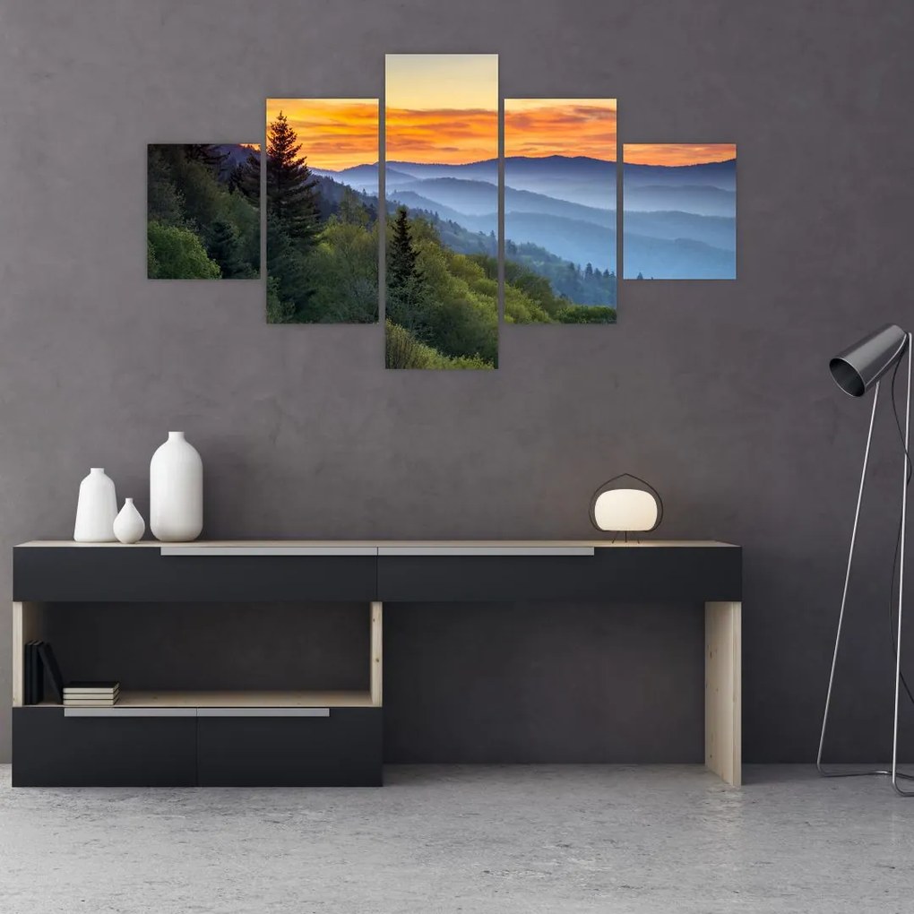 Obraz - Czerwone chmury w górach (125x70 cm)
