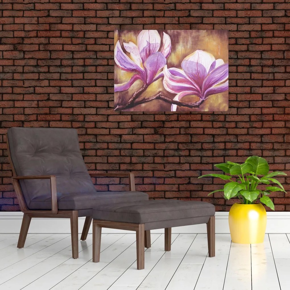 Obraz na szkle - Kwiaty magnolii (70x50 cm)