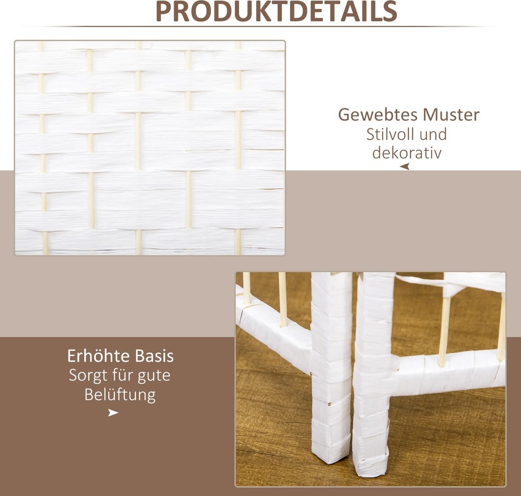 HOMCOM Parawan 4-częściowy 160 x 170 cm składany, przegroda z falistego włókna, przegroda do salonu | Aosom PL