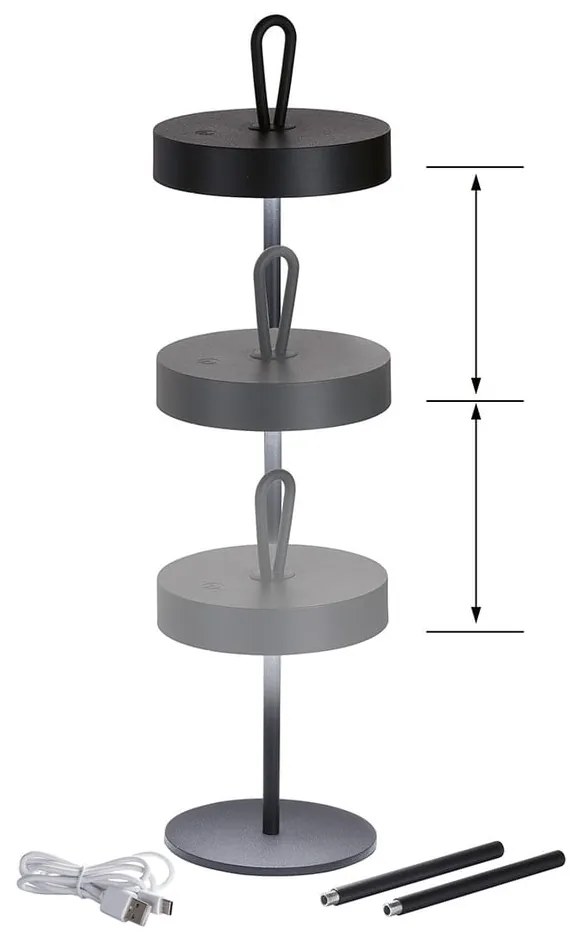 Czarna lampa stołowa LED (wysokość 47 cm) Dord – Fischer & Honsel