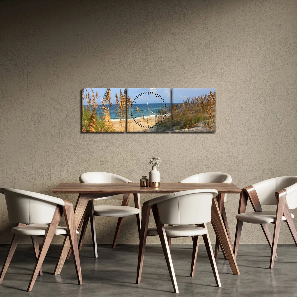 Obraz - Plaża (z zegarem) (90x30 cm)