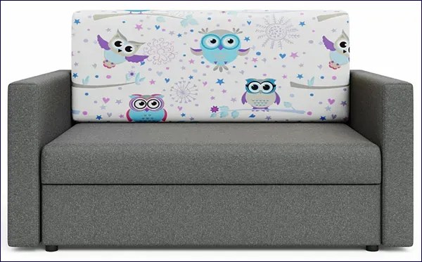 Kanapa dziecięca / młodzieżowa szara + sowy M3-N51