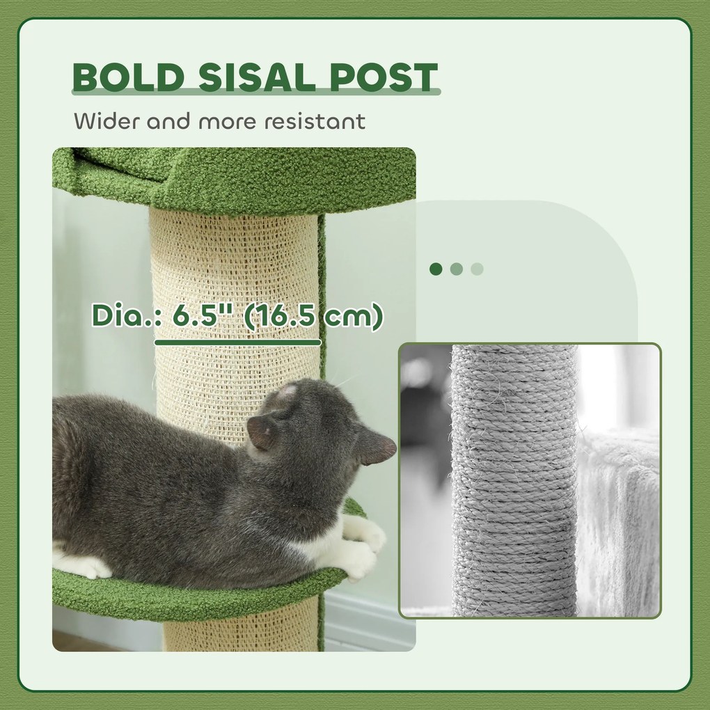 PawHut Drapak 91cm z platformą i łóżkiem dla kotów, zielony