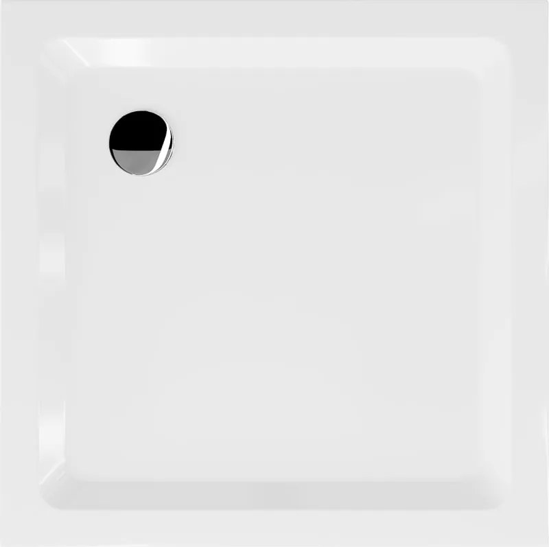 Mexen Flat brodzik kwadratowy slim 90 x 90 cm, biały, syfon chrom - 40109090