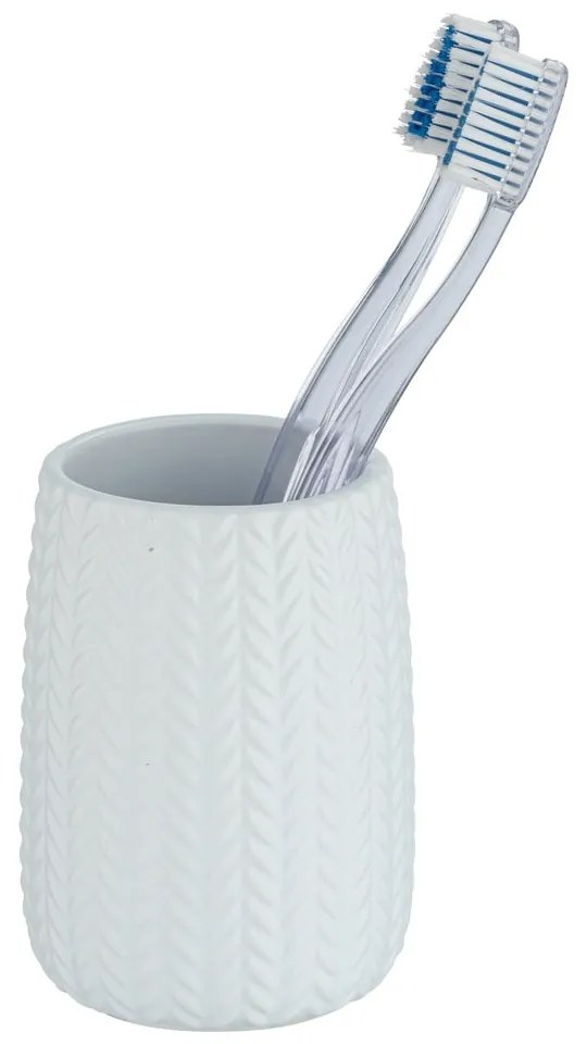 Biały ceramiczny kubek na szczoteczki do zębów Wenko Barinas