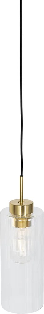 Lampa wisząca w stylu art deco złota ze szkłem - Laura