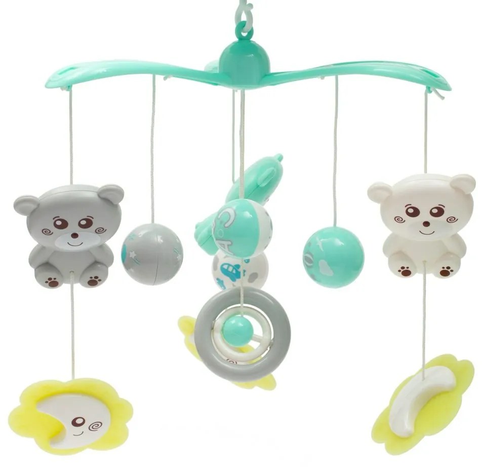 Karuzela Baby Mix nad łóżeczko z projektorem świetlnym, zielony