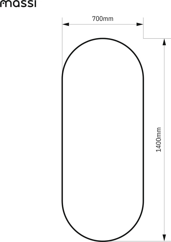 Lustro owalne podświetlane symetryczne bezramowe PLATAN LED | Różne rozmiary | Różne kolory szkła : Kolor tafli szkła - Srebrny, Rozmiar - 70x140 cm