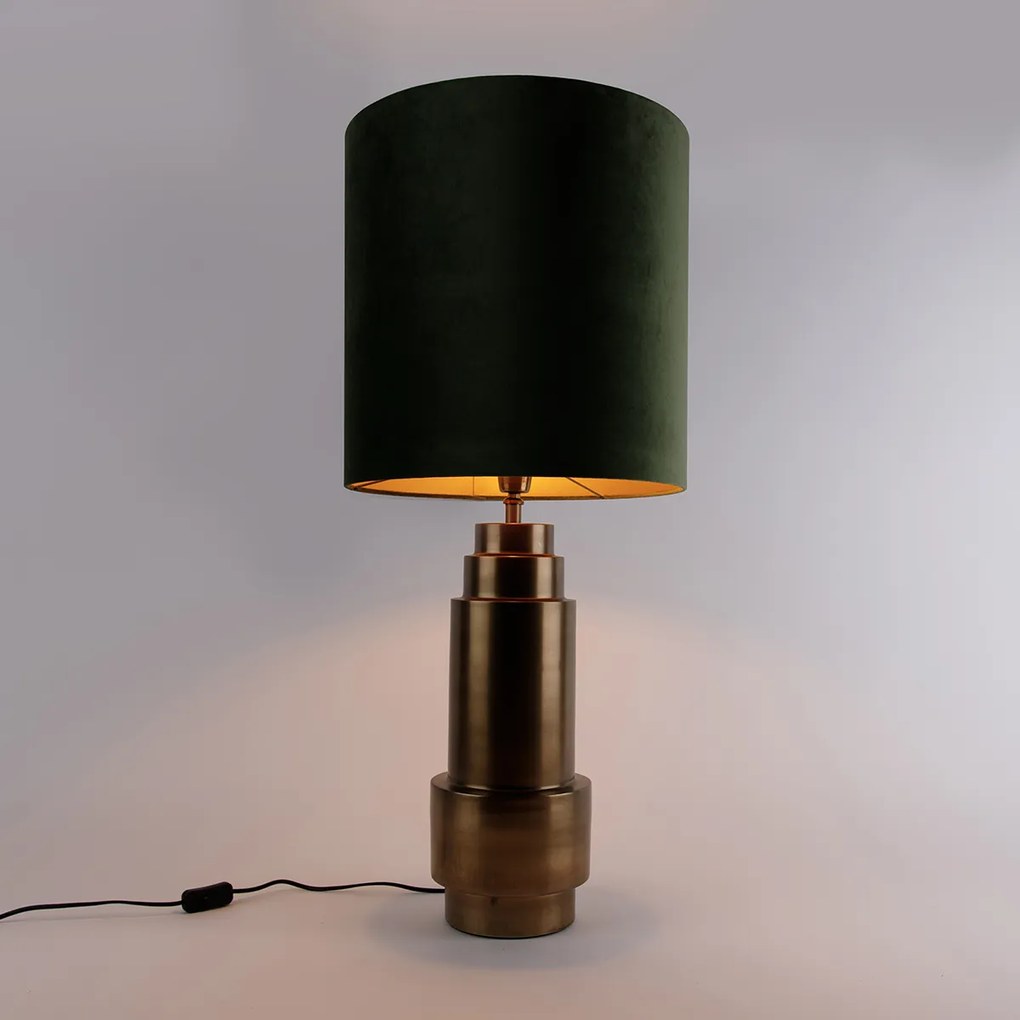 Lampa stołowa Bruut, aksamitny abażur, kolor zielony, 40 cm