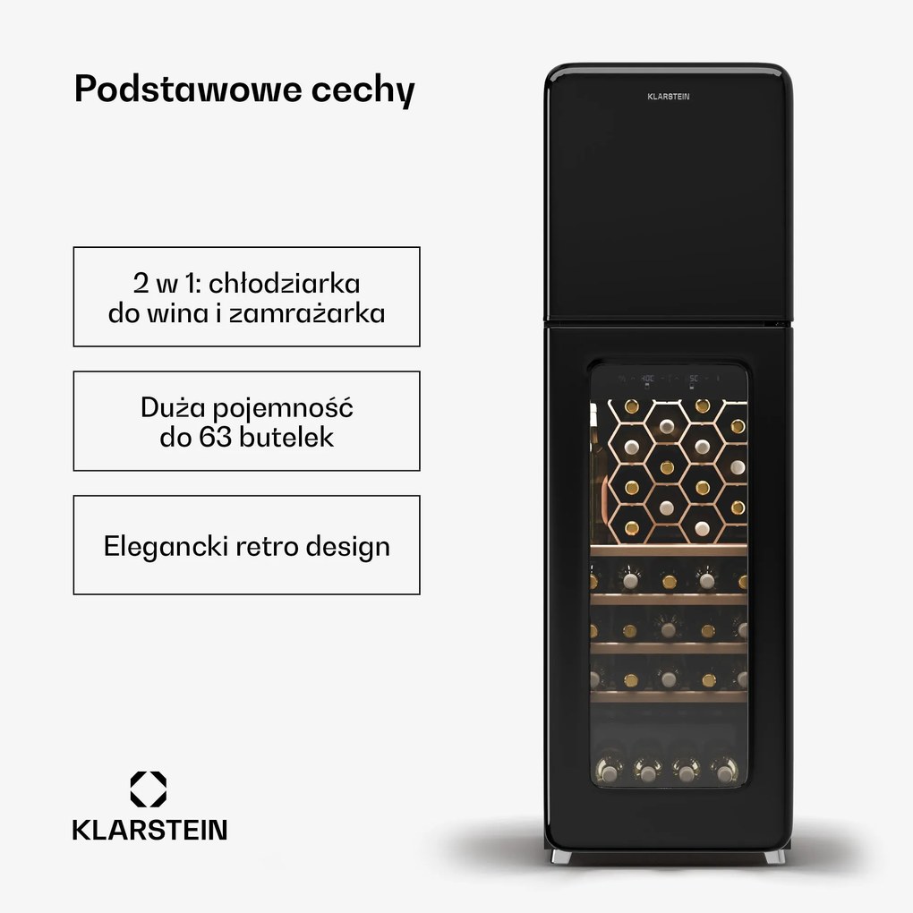 Klarstein Chłodziarko-zamrażarka do wina Shirley | Urządzenie 2 w 1