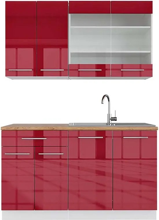 Pojedyncza kuchnia bordowy wysoki połysk/biały 140x60x81.6 fame-line