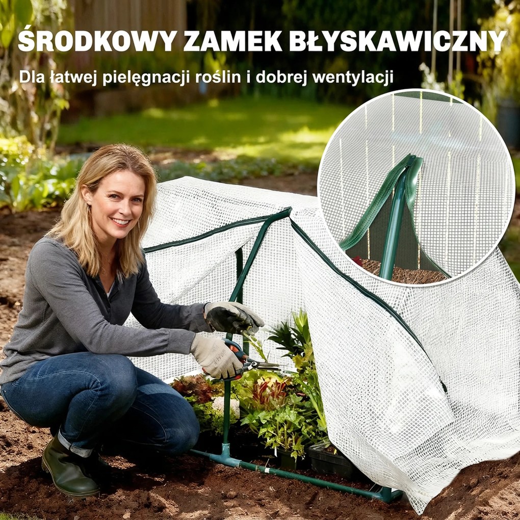 Outsunny Mini Szklarnia Tunel Foliowy Odporny na Warunki Atmosferyczne Łatwy Transport Zielony 99x71x60cm | Aosom PL
