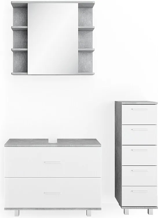 Zestaw mebli łazienkowych beton/biały 80x33x60 ilias