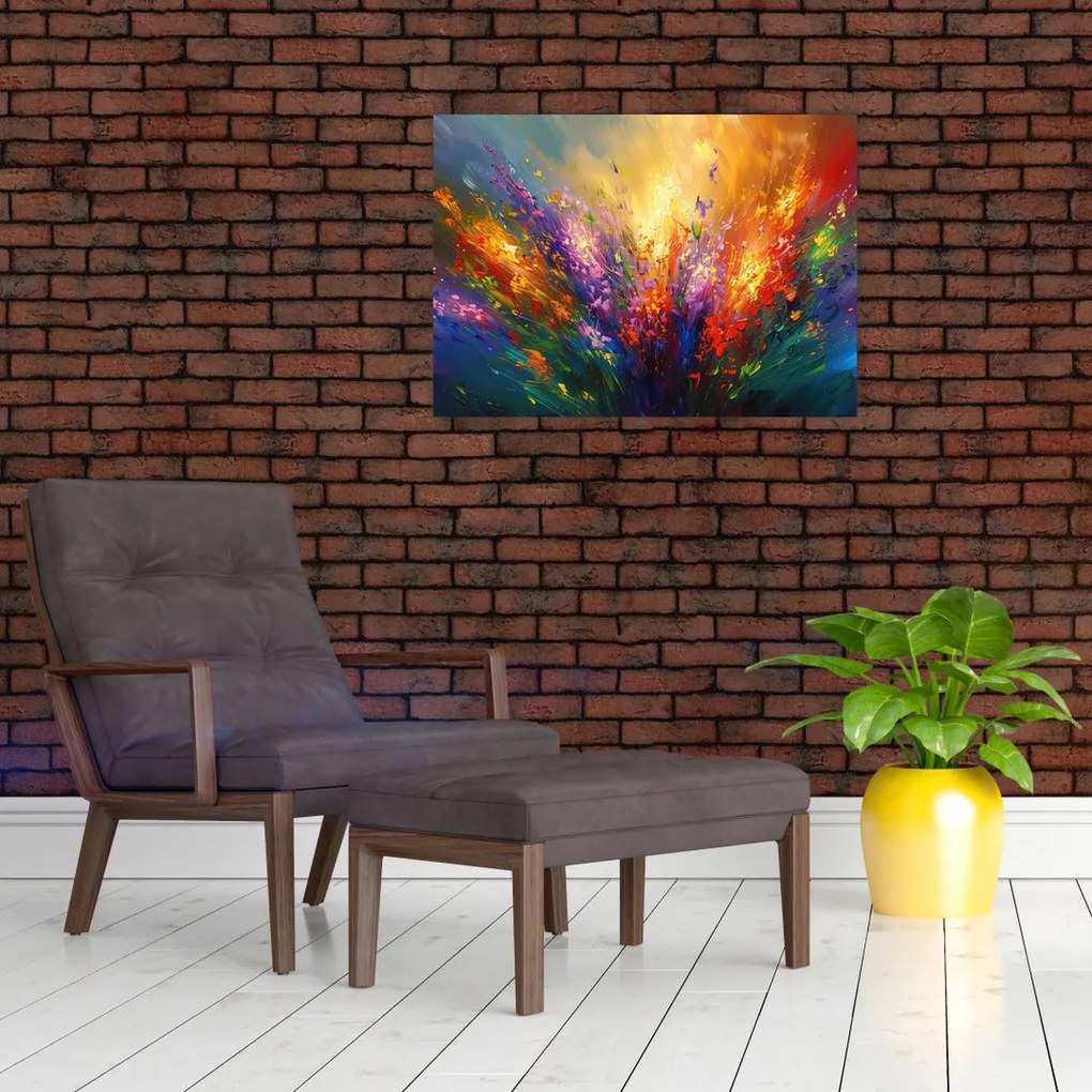 Obraz na szkle - Abstrakcja kwiatów (70x50 cm)