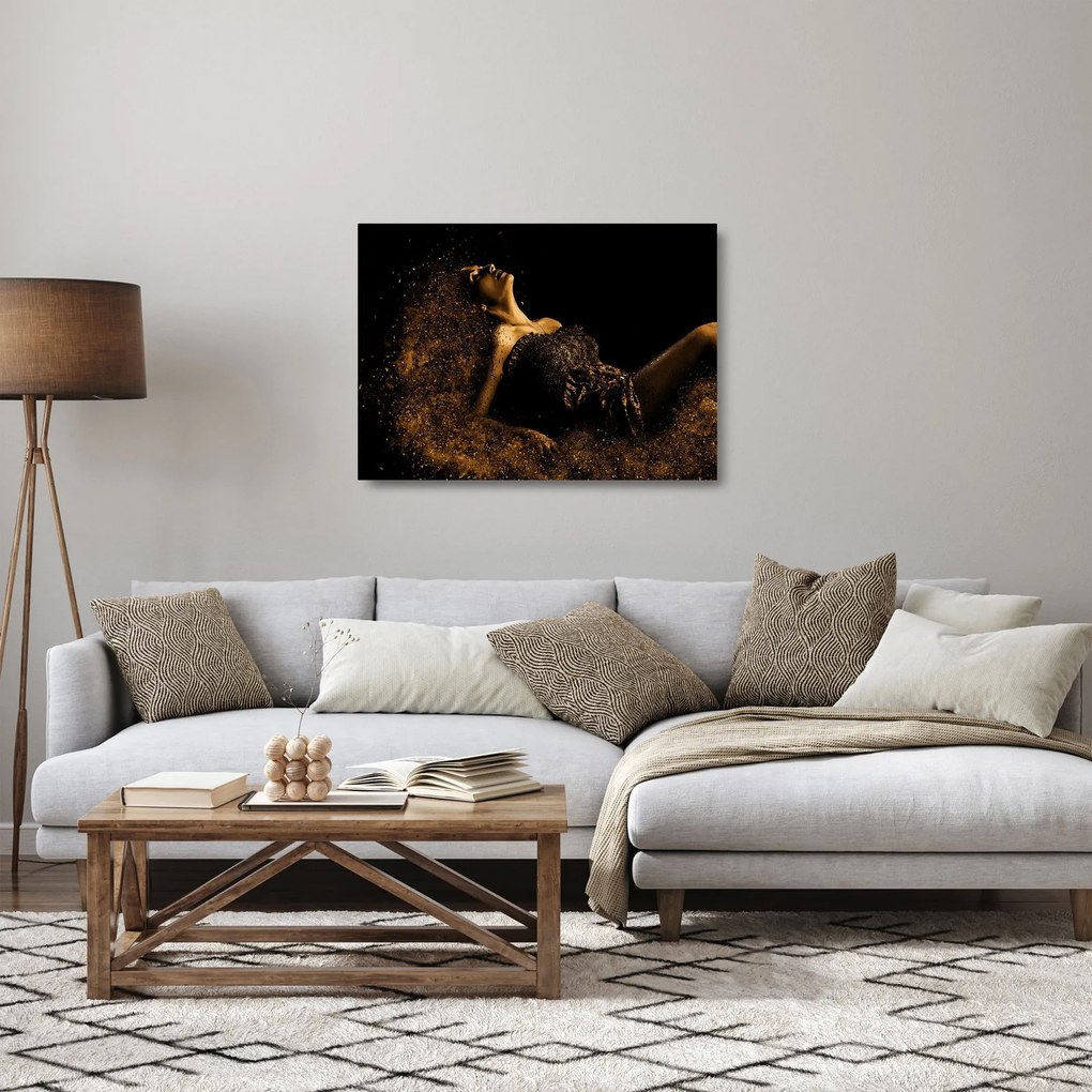 Obraz na szkle - Kobieta ze złota (70x50 cm)