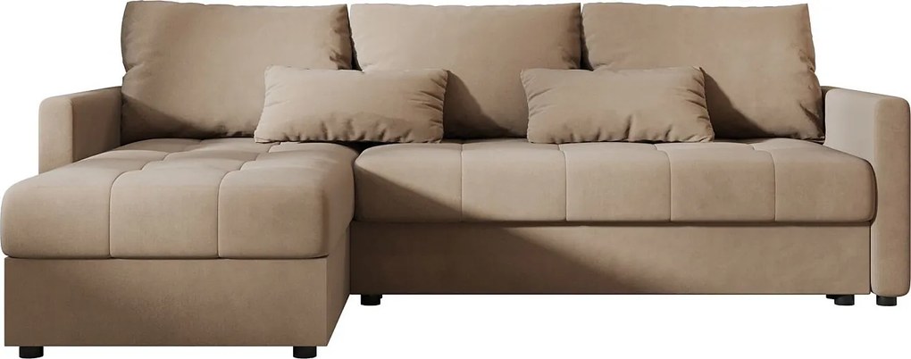 BEDANTE narożnik MOS L BIS Itaka 48 brązowy lewa z funkcją spania sofa w kształcie litery L z pojemnikiem na pościel sofa do salonu kanapa sofa rozkładana