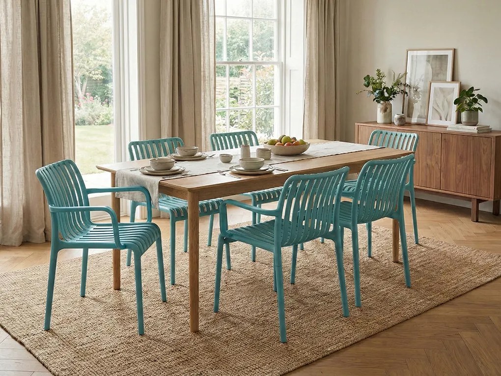 Plastowe krzesło TREGO z podłokietnikami, niebieskie