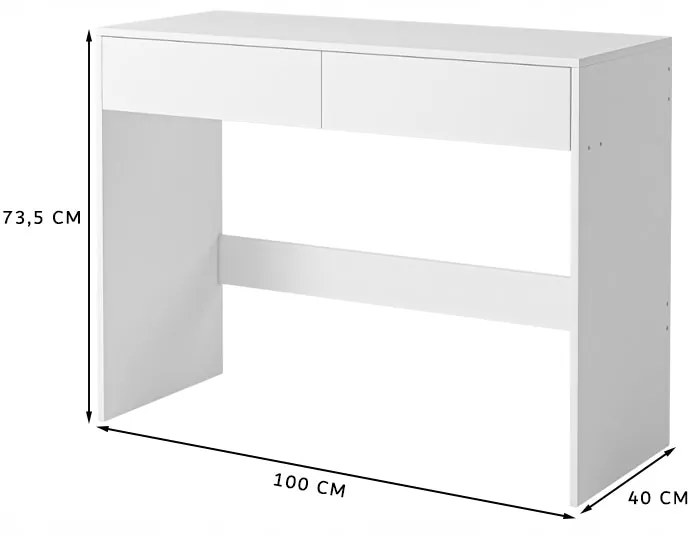 Nowoczesne białe biurko komputerowe z 2 szufladami w stylu loftowym, blat toaletowy 100 cm