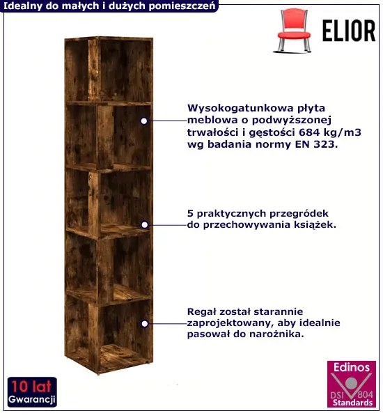 Wysoki Regał Narożny Przydymiony Dąb R5-L15