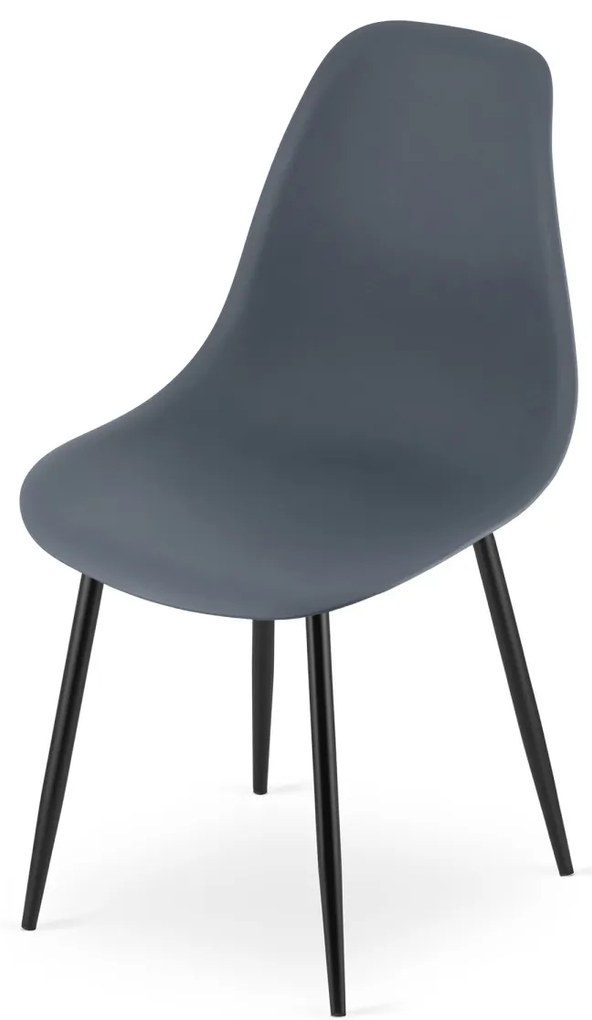 Zestaw 4 łupkowoszarych krzeseł OSAKA z czarnymi nogami