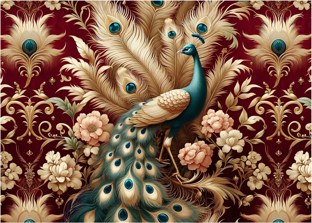 Obraz na szkle – Elegancki paw (70x50 cm)