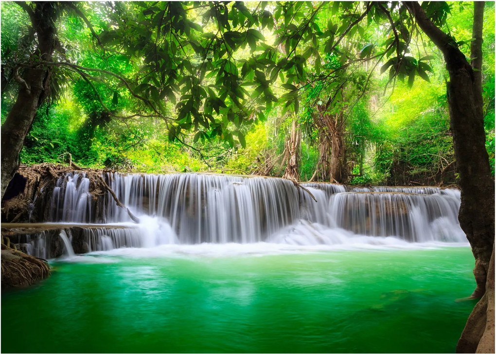 Obraz na szkle wodospadu w Kanchanaburi, Tajlandia (70x50 cm)