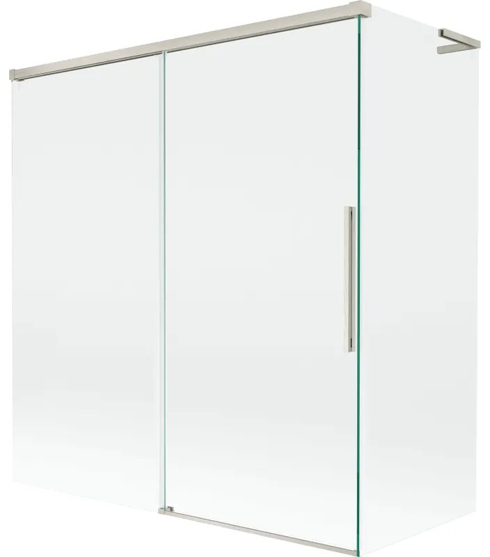 Mexen Rox L parawan nawannowy 2-skrzydłowy rozsuwany 150 + 70 x 150 cm, transparent, nikiel szczotkowany - 8C9L-150-070-97-00