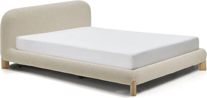 Beżowe tapicerowane łóżko dwuosobowe bez stelaża 180x200 cm Odina – Kave Home