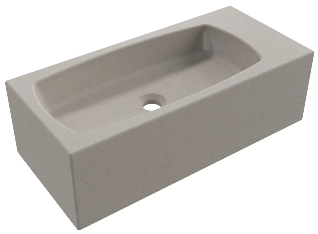 Massi Zestaw umywalka betonowa prostokątna bez otworu na baterię 65 x 30 cm z półką ZALM i konsola