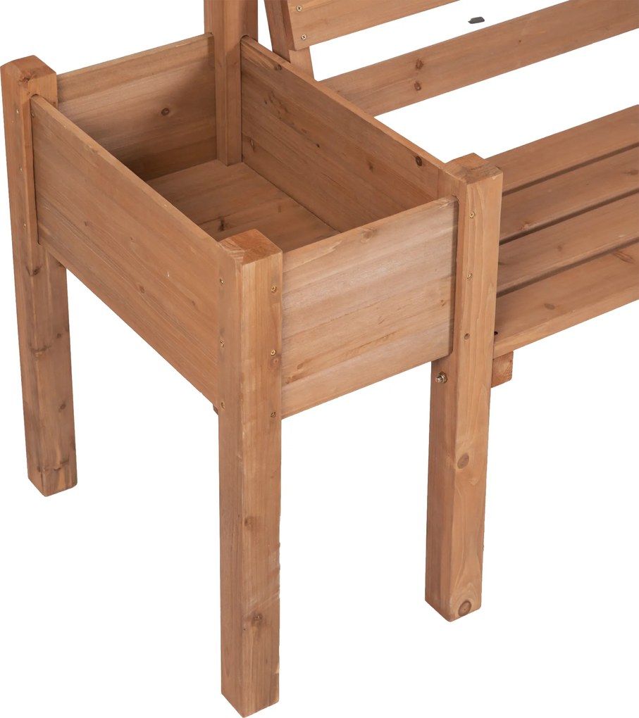 Outsunny ławka ogrodowa drewniana z donicami na kwiaty solidna ławka do ogrodu tarasu balkon 184 cm brązowa | Aosom PL