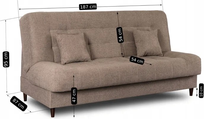 Sofa z Funkcją Spania NEPAL Wersalka Rozkładana Dwuosobowa Brązowa Nowoczesna do Salonu