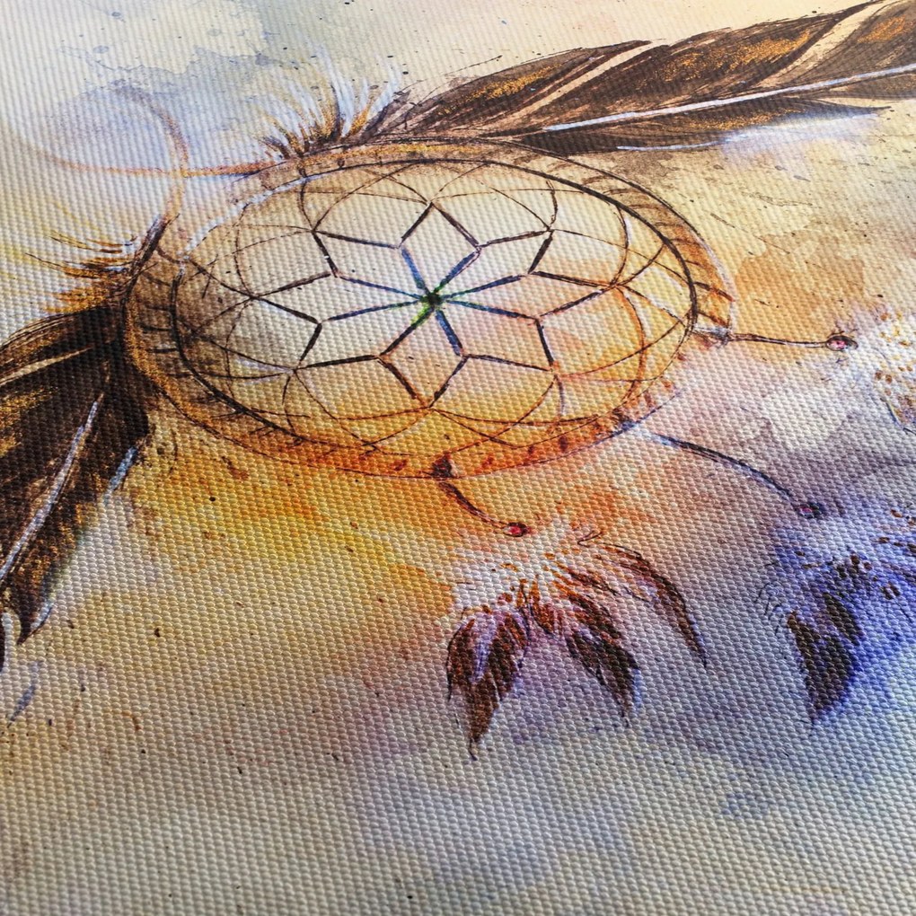Obraz - Łapacz snów z piórami (125x70 cm)