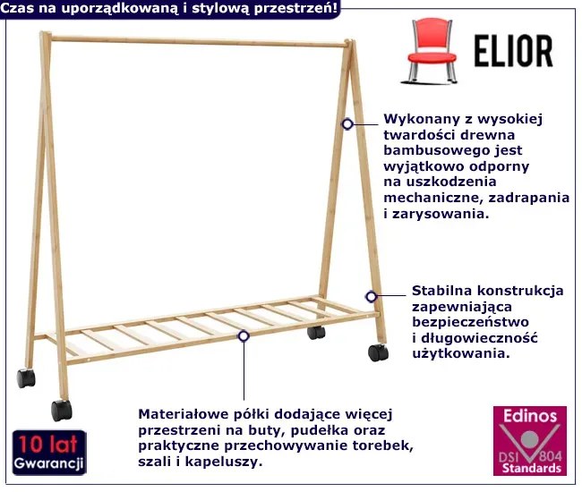 Wieszak drewniany z półką T1-B66