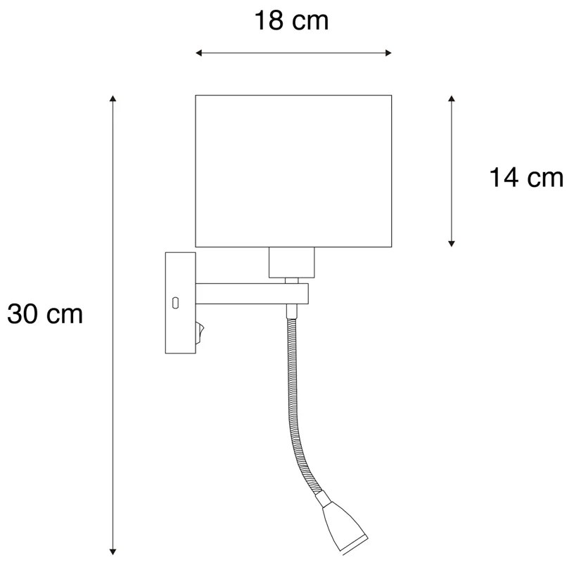 Lampa ścienna czarna z abażurem z weluru taupe 18 cm - Brescia Combi klasyczny/Antyczny Oswietlenie wewnetrzne