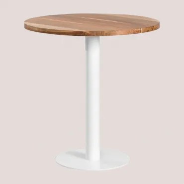 Okrągły Stolik Barowy Z Drewna Akacjowego Macchiato Ø70 Cm & Biały - Sklum