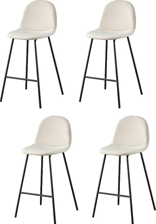 Zestaw 4 krzeseł barowych - czarny metal i tkanina - beżowy - LONDO