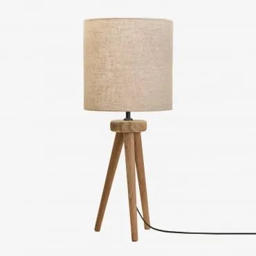 Lampa Stołowa Z Drewna Mango Simona Drewno Mango & Jasny Piaskowy Brąz Ø30 Cm - ↑30 Cm Arlina - Sklum