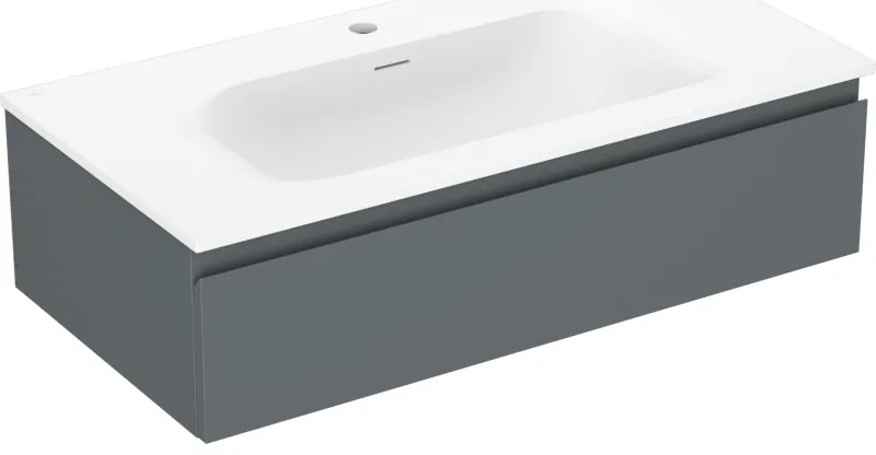 Mexen Orio szafka łazienkowa 90 cm z umywalką Vela, 1 szuflada, grafit mat/biała mat - 91A10-09023-1-BF66-W23M01
