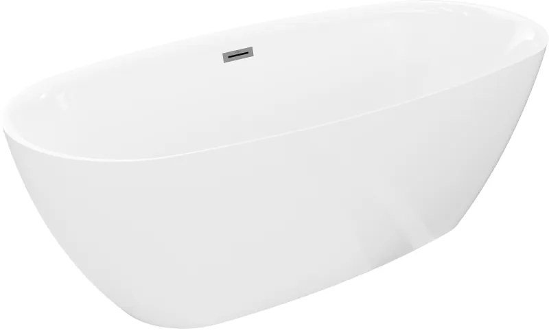 Mexen Luvo Slim wanna wolnostojąca 170 x 75 cm, biała, przelew gun gray szczotkowany - 52801707500-66