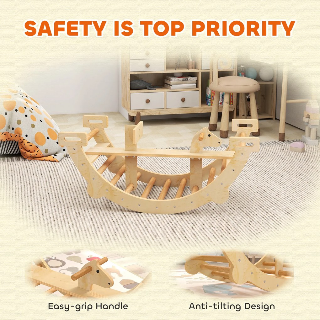 AIYAPLAY Montessori drabinka wspinaczkowa do domu, 2 w 1 łuk z drewna, dla dzieci 2-4 lata, 110x52x45 cm, drewno naturalne