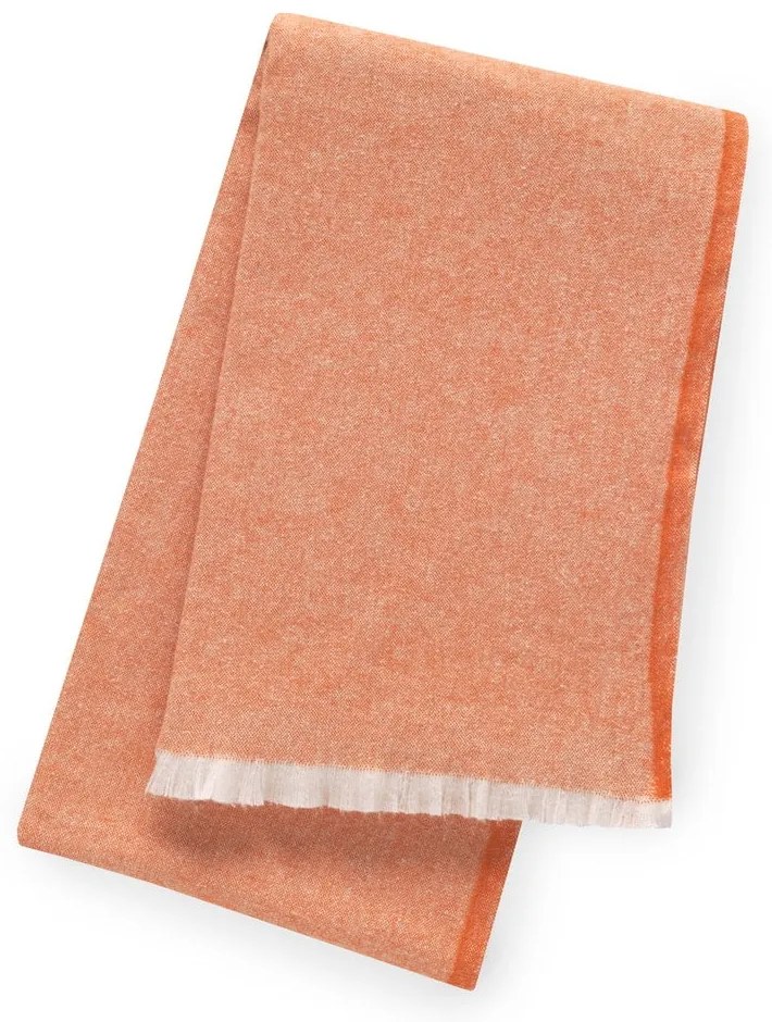 Pomarańczowy pled z domieszką bawełny Euromant Linen, 140x180 cm